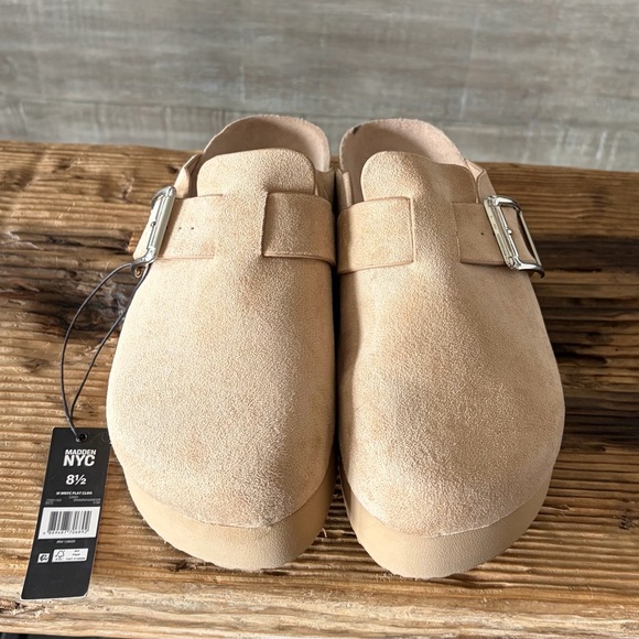 Tan Suede Kids Shoes with Silver Buckle - Picture 4 of 6